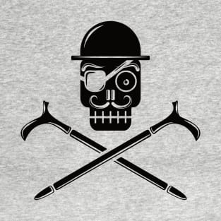 Pirate Skull with Bowler Hat (black) T-Shirt